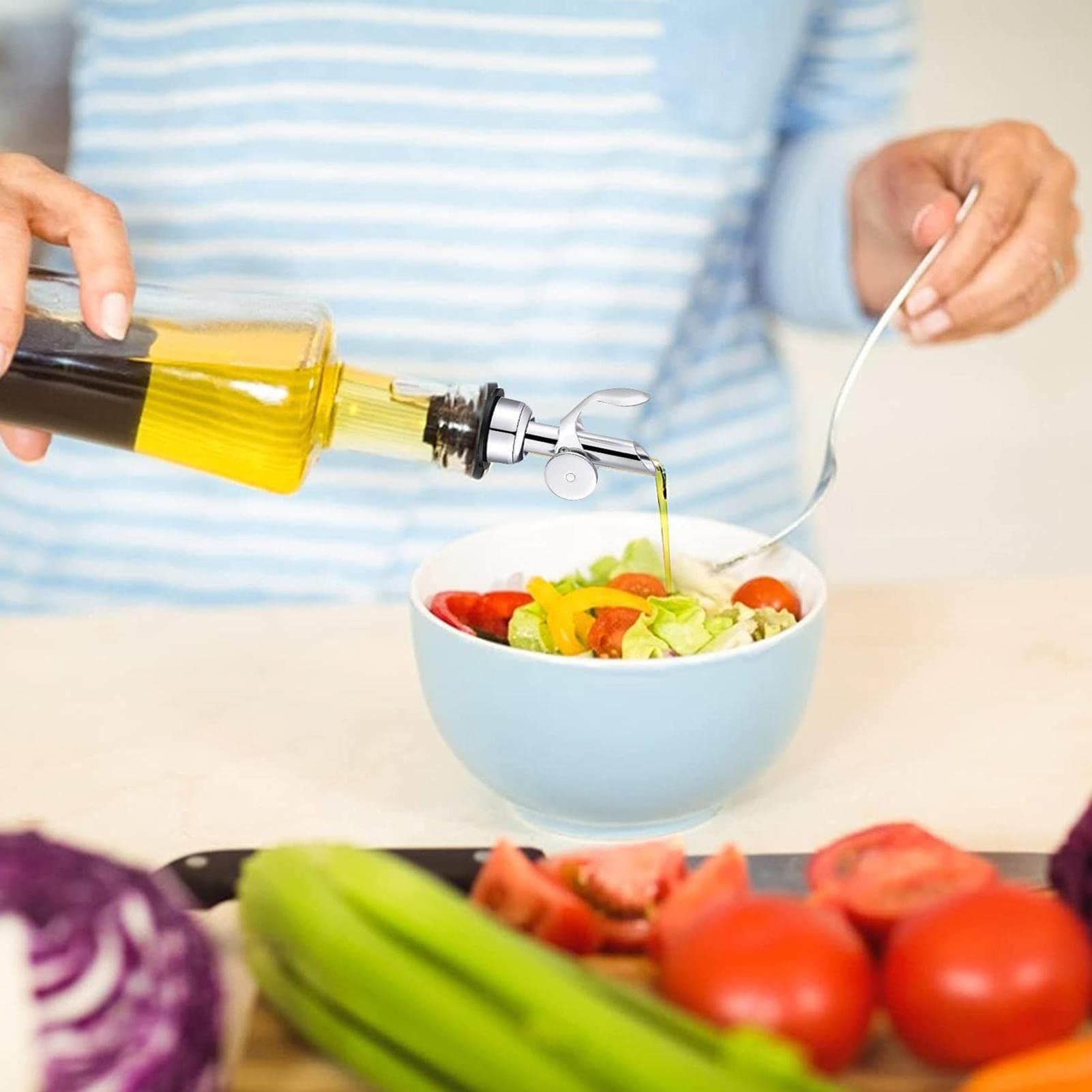 BALTRE 6 stuks olijfolie schenktuit, schenktuit voor oliefles en portionator met rubberen afdichting voor alcohol, bars, feesten en thuis