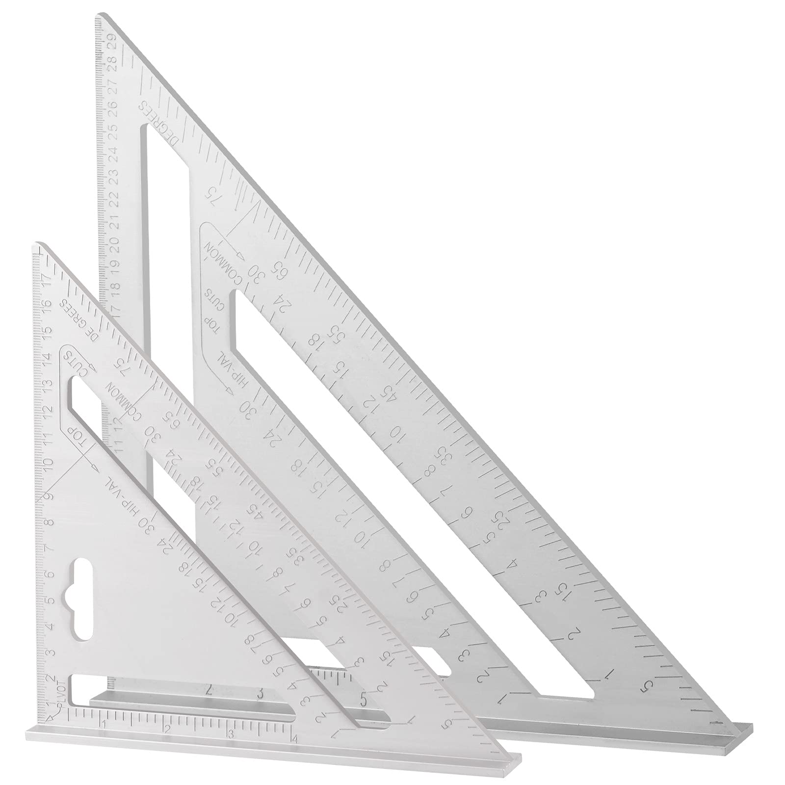 2 Pack Triangle Ruler,7 Inch and 12 Inch Triangle Ruler, Square Protractor, High Precision Aluminum Alloy Triangle Ruler,Layout Measuring Tool for Engineer Carpenter… (Metric, Silver)