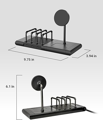 Miniatura 8 de Scosche BaseLynx 2.0 Estación de carga múltiple con soporte de cargador inalámbrico magnético Qi2 de 15 W, almohadilla de carga de 5 W para AirPods,