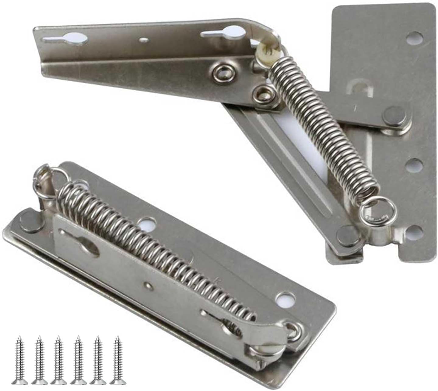 2 PCS Lift Up Hinges with Screws, 6-8kg Load Capacity Spring Hinge, 90 Degree Hidden Door Hinges for High Cabinet Doors Cupboard Kitchen (2)