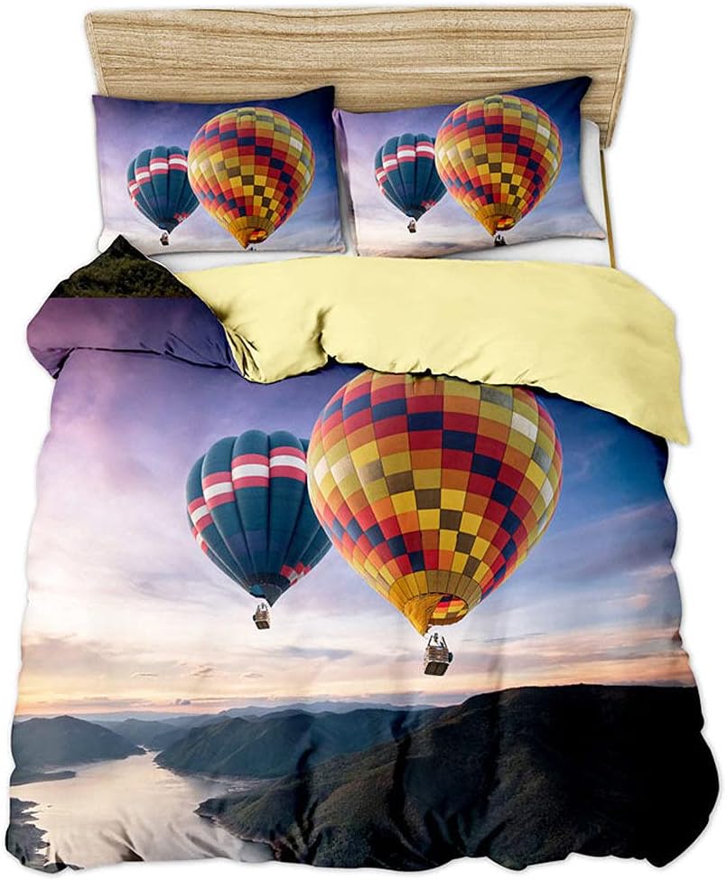 ベッドカバー シングル 気球 マイクロファイバー 掛け布団 シングル 軽い 掛ふとん 洗える ボリュームたっぷり やわらかな肌触り ふわふわ アレルギー対策 170x210cm 枕カバー2枚 43x63cm Cafe Du Jardin Com