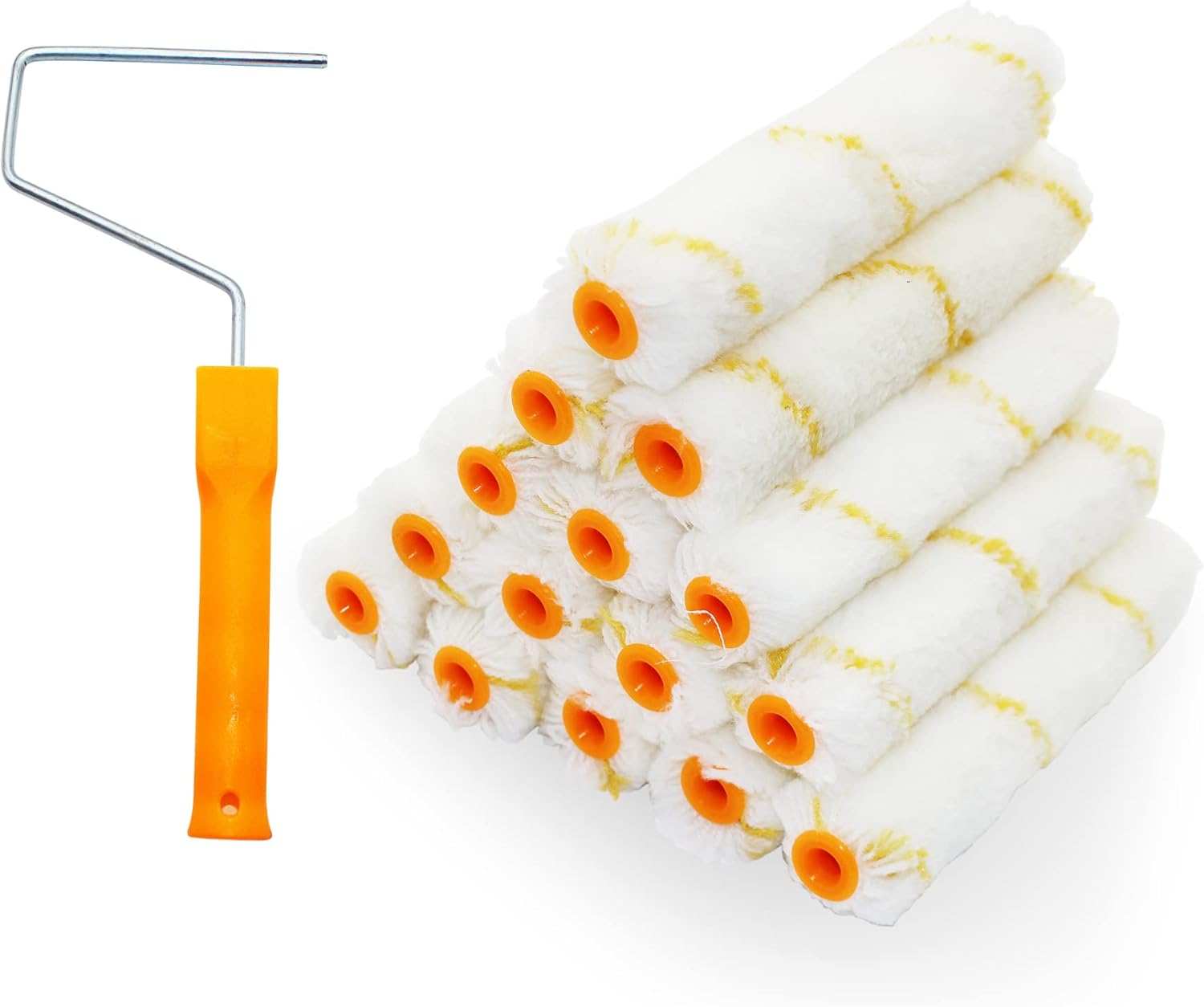 Hubaow 15 Pieces Paint Roller Cover with Frame Set, 6 inch Microfiber