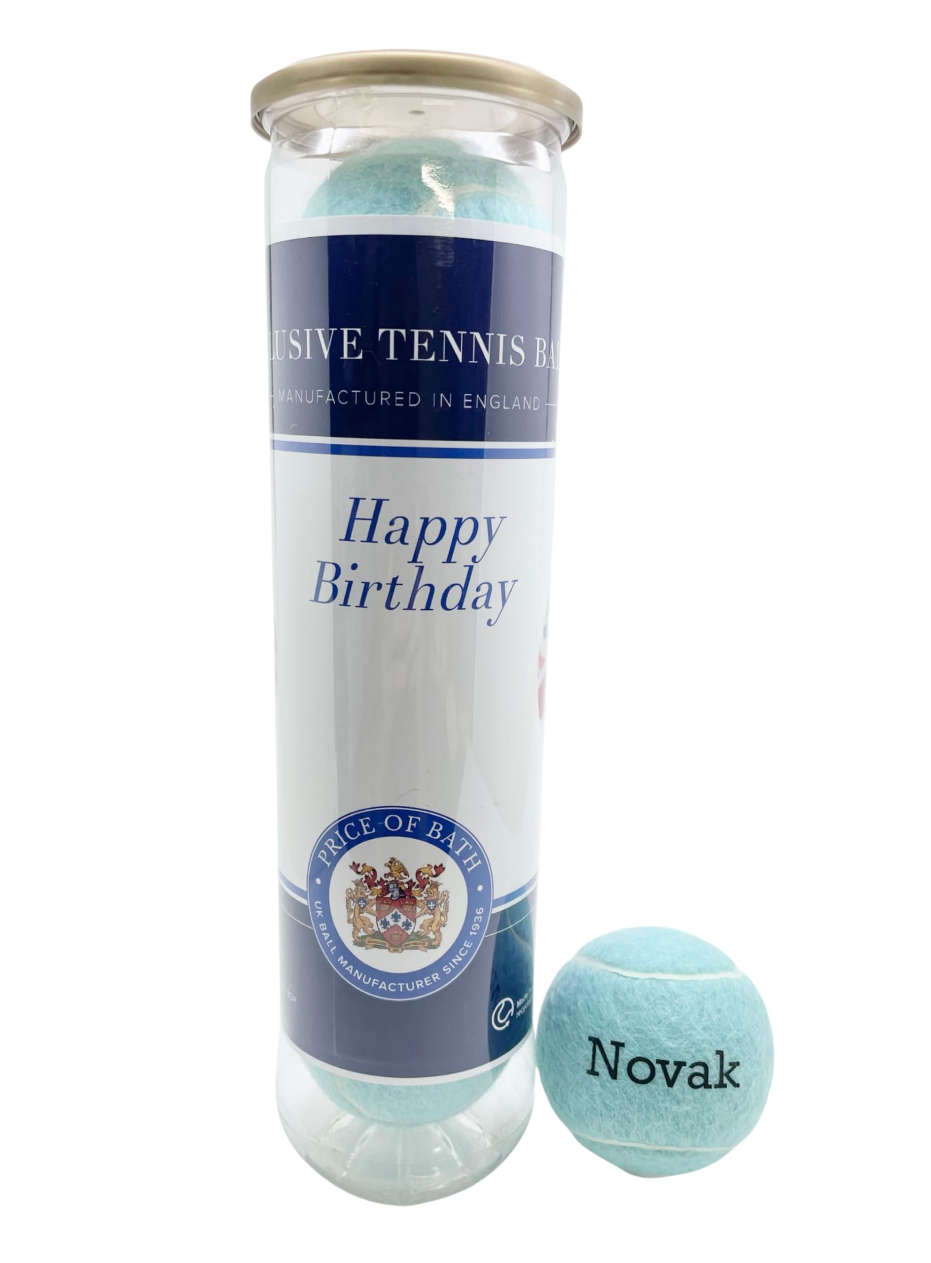 Price of Bath 4 Personalised Tennis Balls in a Labelled Tube | Custom Name & Text Printed | Pink, Blue, Red, Green, Orange & 5 More | Unique Tennis Gift for Birthday, Christmas & Coaches | Made in UK