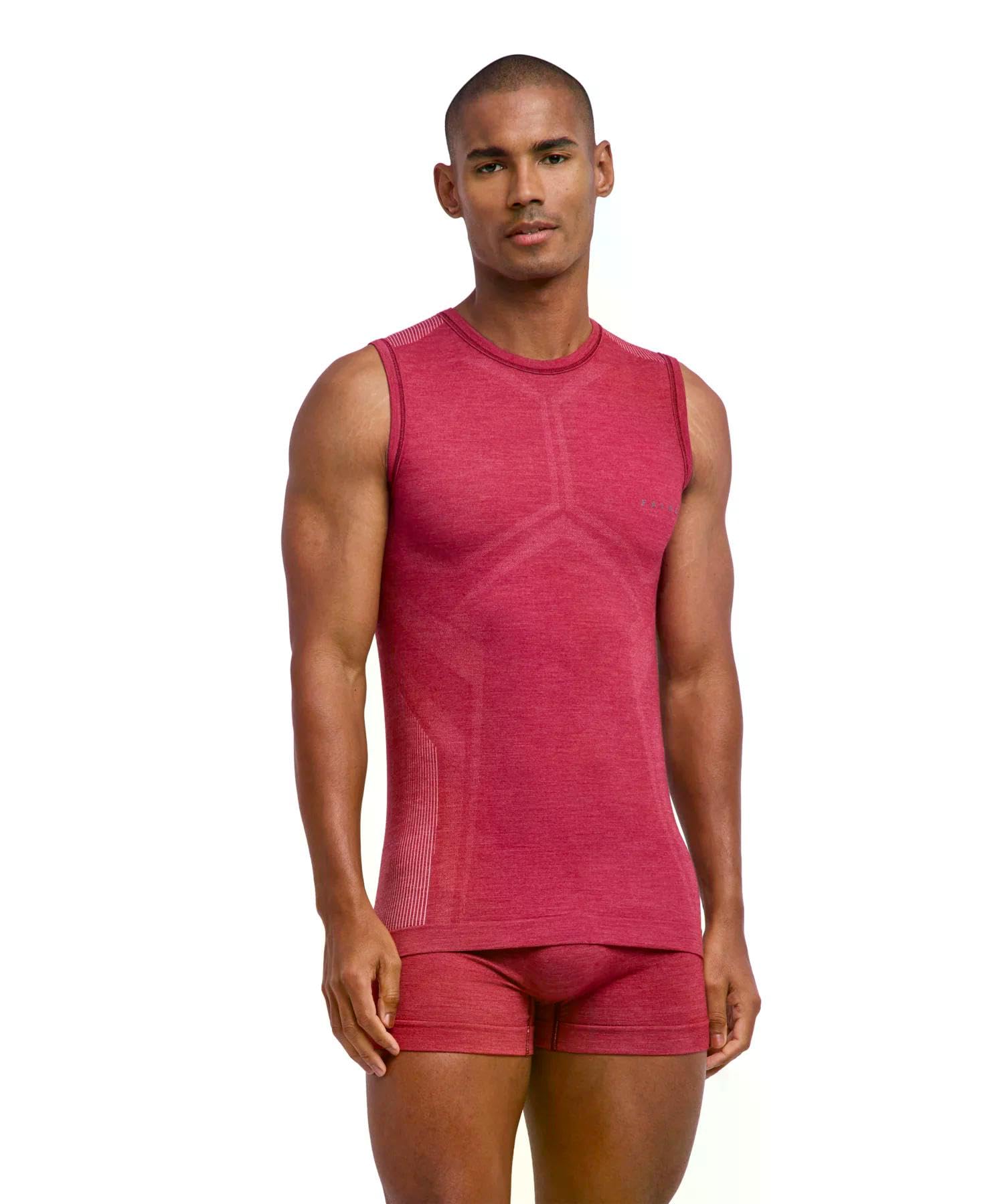 FALKE Mężczyźni Warstwa podstawowa (góra) Wool-Tech Light M S/l Sh wełna materiał funkcjonalny regulujące klimat 1 Sztuka, Czerwony Ruby 8830, XXL