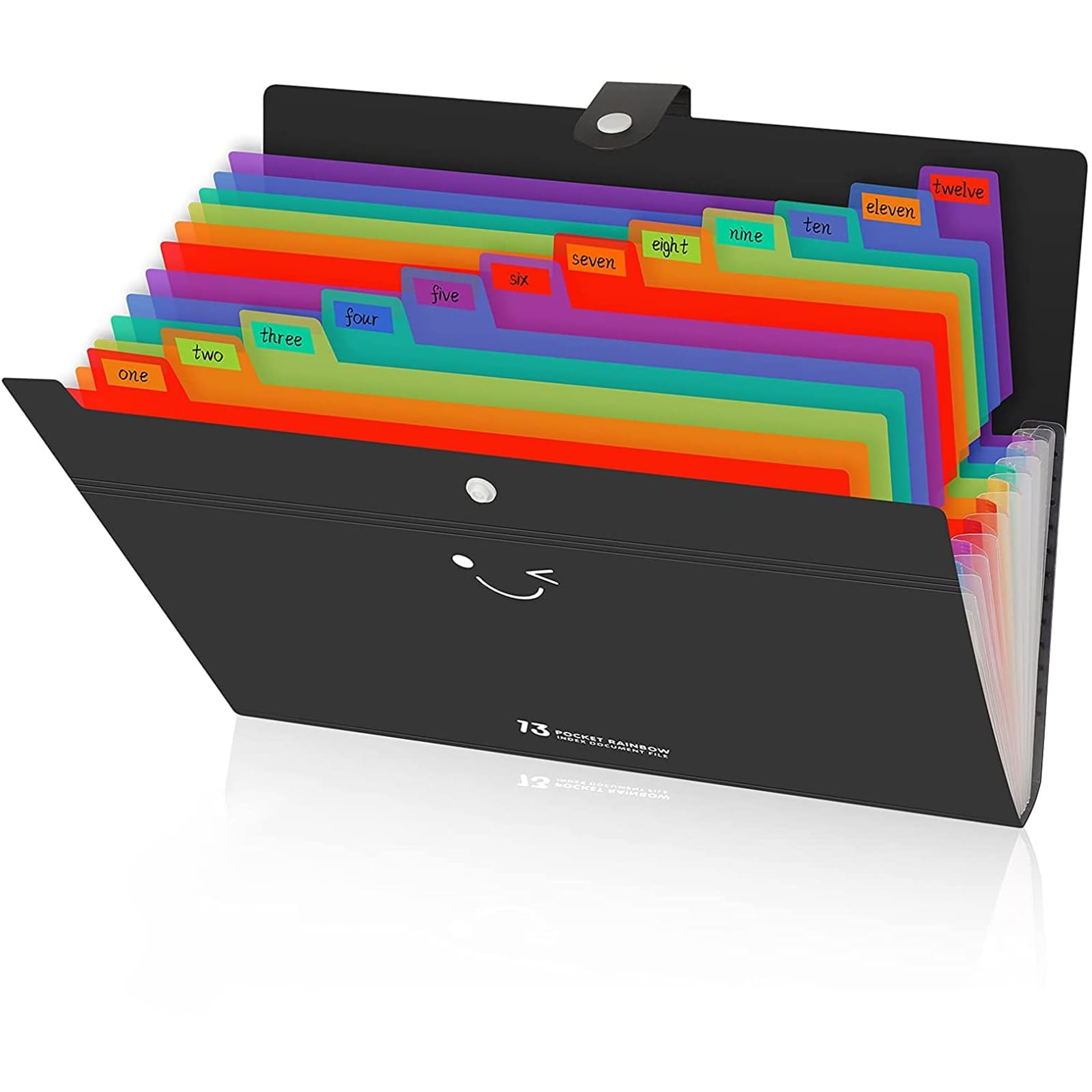 X spring Expanding File Folders, 13 Pockets Accordion File Organizer with Snap Closure, A4 Letter Paper Size Accordion Folder for Home Documents, Office Files, School Study Paper (Black)