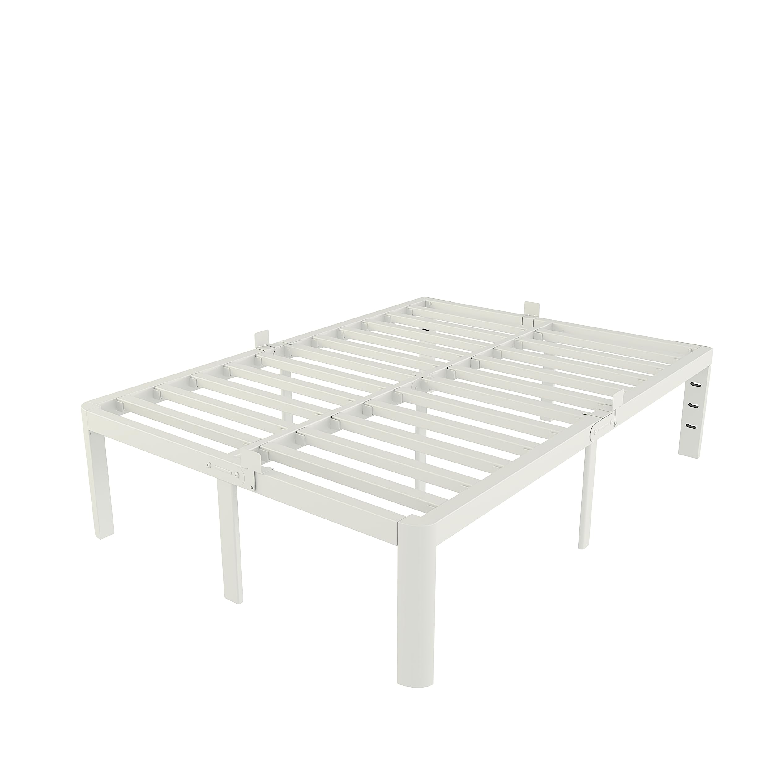 KZZLOL White Full Size Bed Frame 16 Inch, Metal Full Bed Frame No Box Spring Needed, Heavy Duty Steel Support 3500 LBS, DIY Headboard, Noiseless,