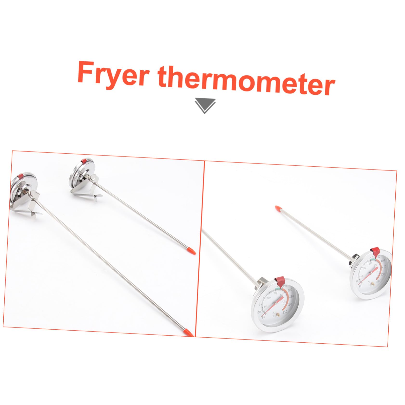 LIFKOME 2 Piezas Termómetro de Horno y Freidora de Acero Inoxidable con Clip Larga para Medición Precisa para Cocina y Horneado Doméstico