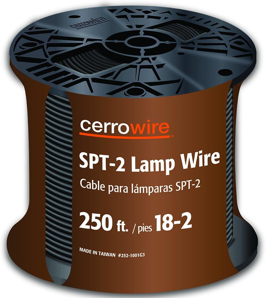 Cerrowire 252-1001G3 250-Feet 18/2 Lamp Cord, Black