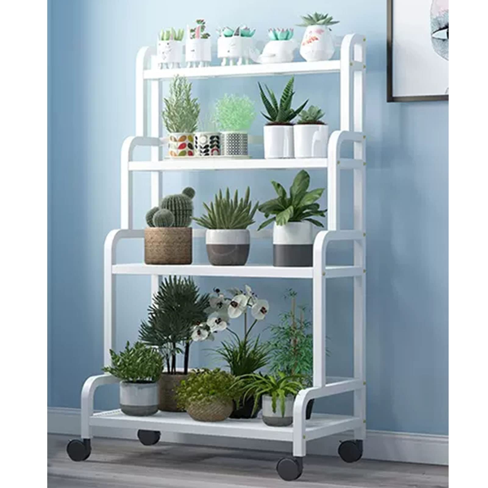 Support à 4 étages pour plantes d'intérieur - Support en fer pour balcon - Échelles pour plantes d'intérieur