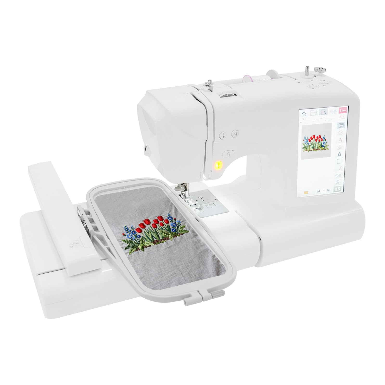 Macchina da ricamo touch screen da 7 pollici, controllata al computer, 700 design integrati, macchina da cucire e ricamo con porta USB, macchina da cucire per principianti, fai da te