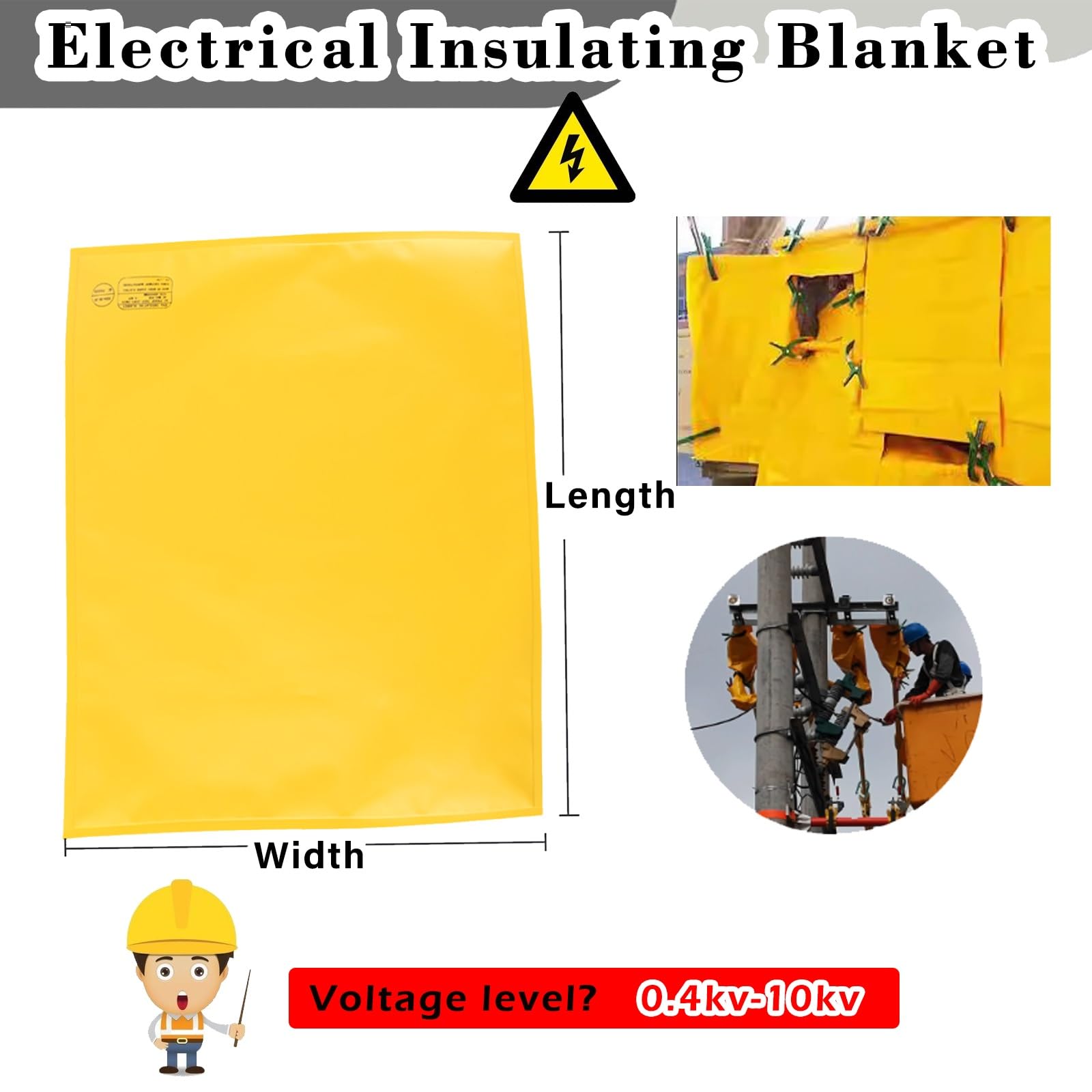 Coperte isolanti Portatili (Confezione da 2) con Clip - Tappetini isolanti Adatti per riparazioni di Emergenza e per operai di Servizi pubblici (10KV 60x80cm)