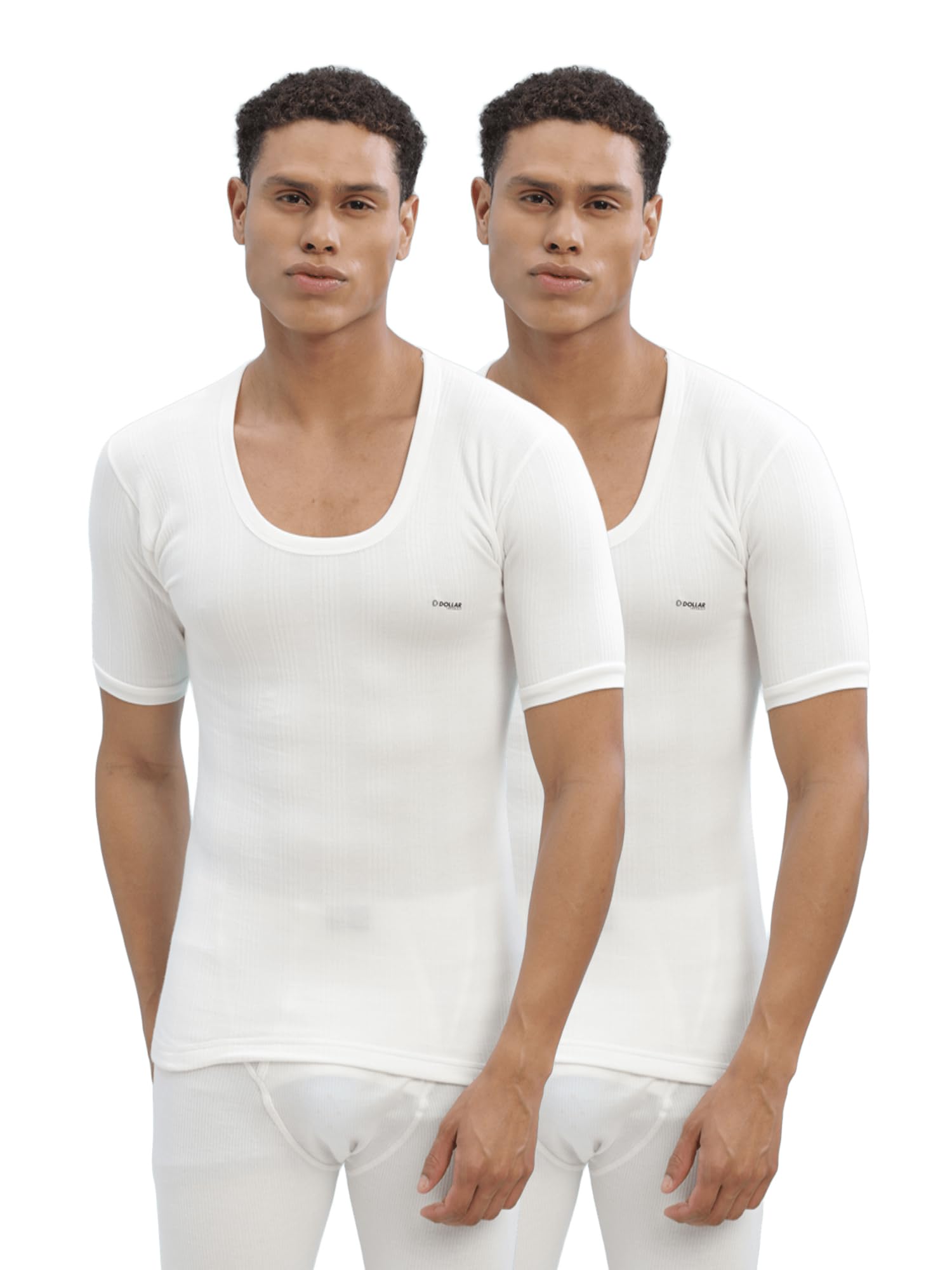 Ultra Thermal Round Neck Half Sleeve Top for Men Off White