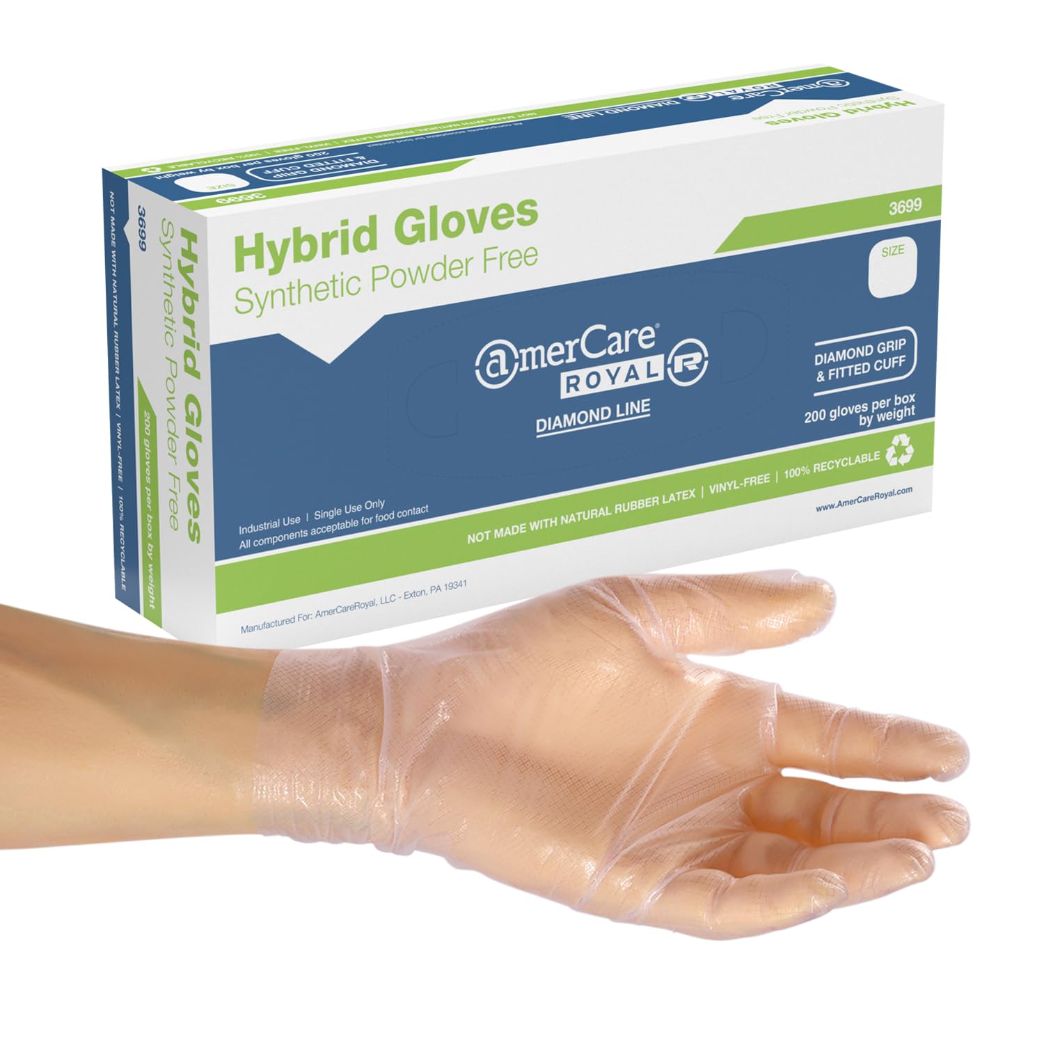 AmerCare 36993-C C2 Hybrid Gloves, Large (Pack of 1000)