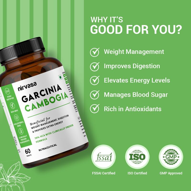 Buy Now Nirvasa Garcinia Cambogia Tablets (800Mg) With 70% Hca &Amp; Gre...