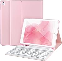 Vista 13 de Funda de teclado para iPad 9/8/7ª generación, 10,2 pulgadas, teclado Bluetooth desmontable, color rosa