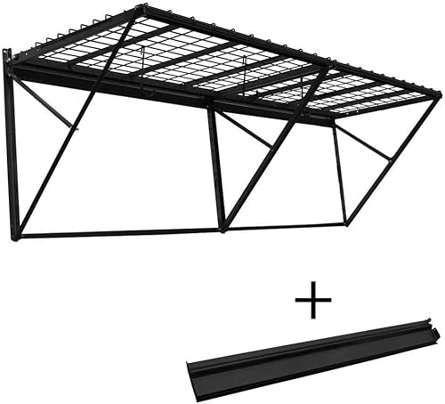Miniatura 8 de Proslat 60012 ProRack - Estante de almacenamiento de metal resistente para montaje en pared con sección de 12 pies, granito carbón