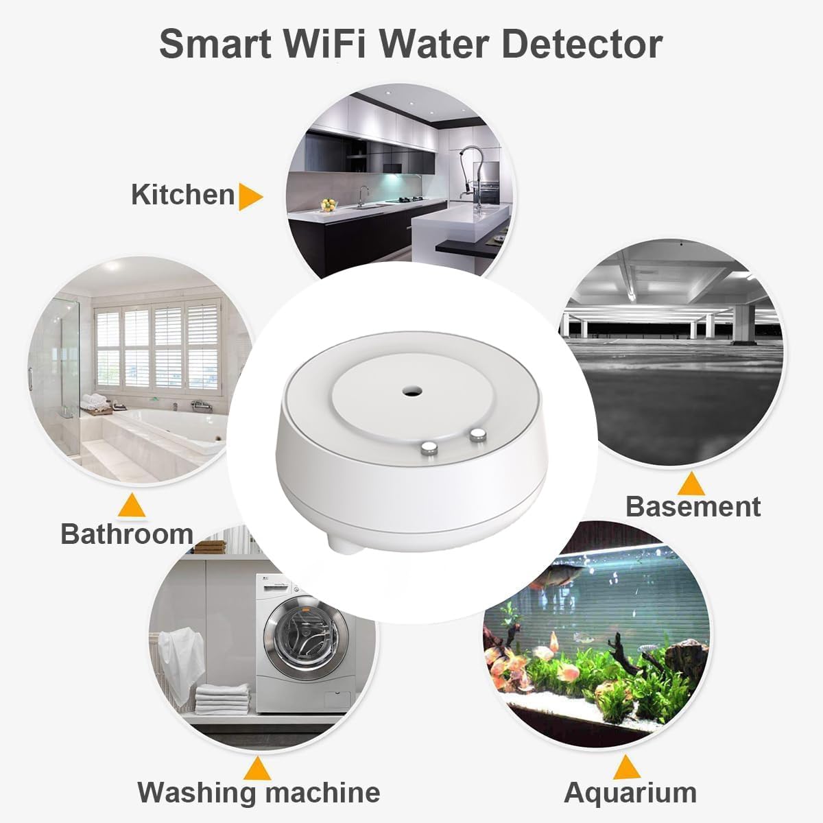 Rilevatore d'acqua Wlan 3 pezzi, sensore d'acqua, rilevatore di gocce d'acqua e rilevatore di perdite d'acqua, kit intelligente per la casa con altri sensori intelligenti espandibili per