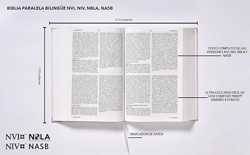 Harpercollins Christian Pub. Vida Niv/Nvi/Nasb/Nbla, Bilingual Parallel Bible, Hardcover, Comfort Print / Niv/Nvi/Nasb/Nbla Biblia Paralela Bilingüe, Tapa Dura, Comfort Print thumb #3