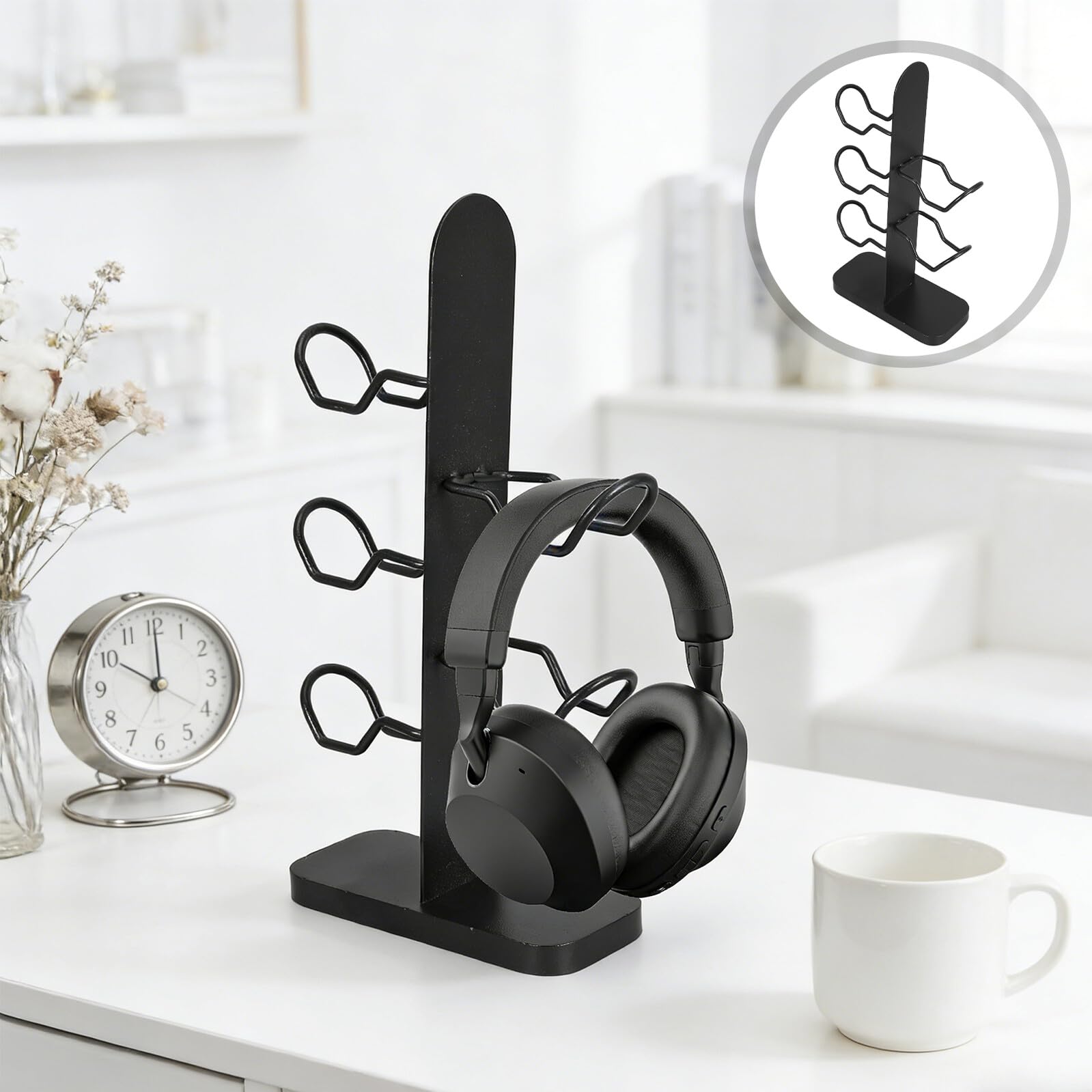 Lurrose Supporto da Scrivania per Controller Gaming e Cuffie in Ferro 3 Strati Posizionamento Stabile e Accesso Rapido per Gamers