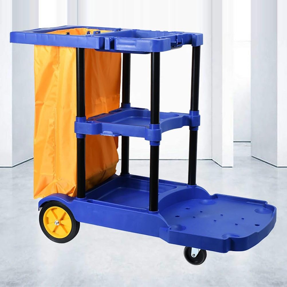 Carrello di servizio professionale per la pulizia dell'hotel, ideale per alberghi e pulizie, soluzione multiuso efficiente in blu