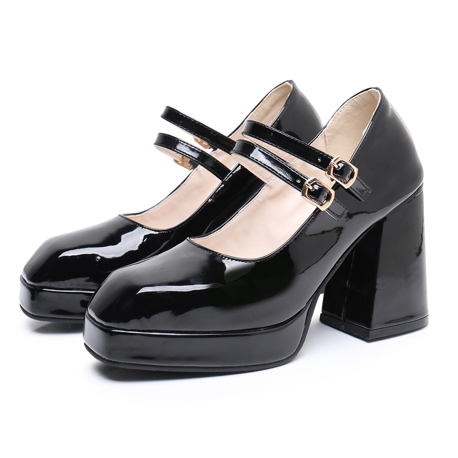 Bviennic Donna Tacco a Blocco Mary Jane con Plateau 720, Numero 34-45