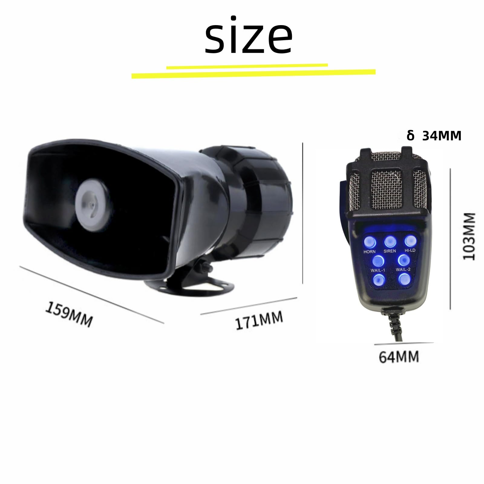 Allarme auto Clacson per auto Luce blu pulsante Corno d'aria 130db Car Horn Corno d'allarme Amplificatore sonoro Con Mic PA Speaker System 7 toni Corno dell'automobile per 12V camion Navi ect