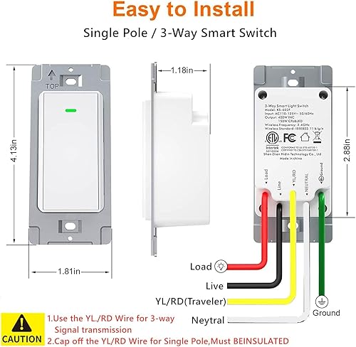 Vista 34 de Nexete Smart Wi-Fi interruptor de pared compatible con Alexa Google Assistant e IFTTT, control remoto, función de sincronización no requiere puerto.