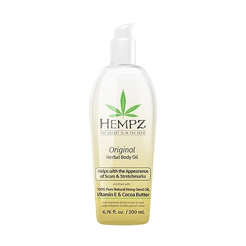 HEMPZ Original Floral Banana Hydrating Body Oil for Scars & Stretchmarks - Moisturizing Vitamin Rich Hempseed Formula for Restoring Damaged or Extremely Dry Skin, for Men or Women, 6.76 Oz - Floral Banana - 6.76 Ounce (Pack of 1)