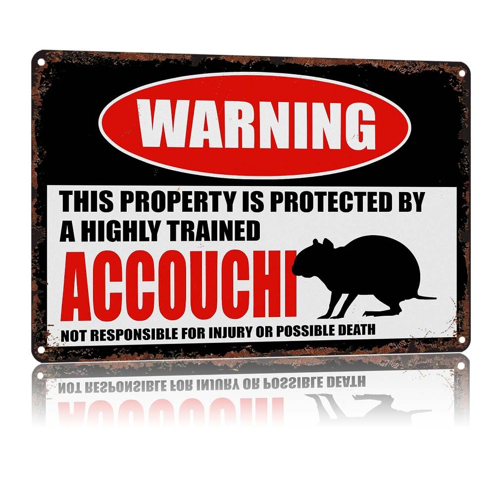 WARNING This Property Is Protected By A Highly Trained Accouchi, Vintage 12x8 Inch Aluminum Metal Tin Sign,Responsible For Injury Or Possible Death Decorative Wall Art Sign For Outdoor Indoor Garage