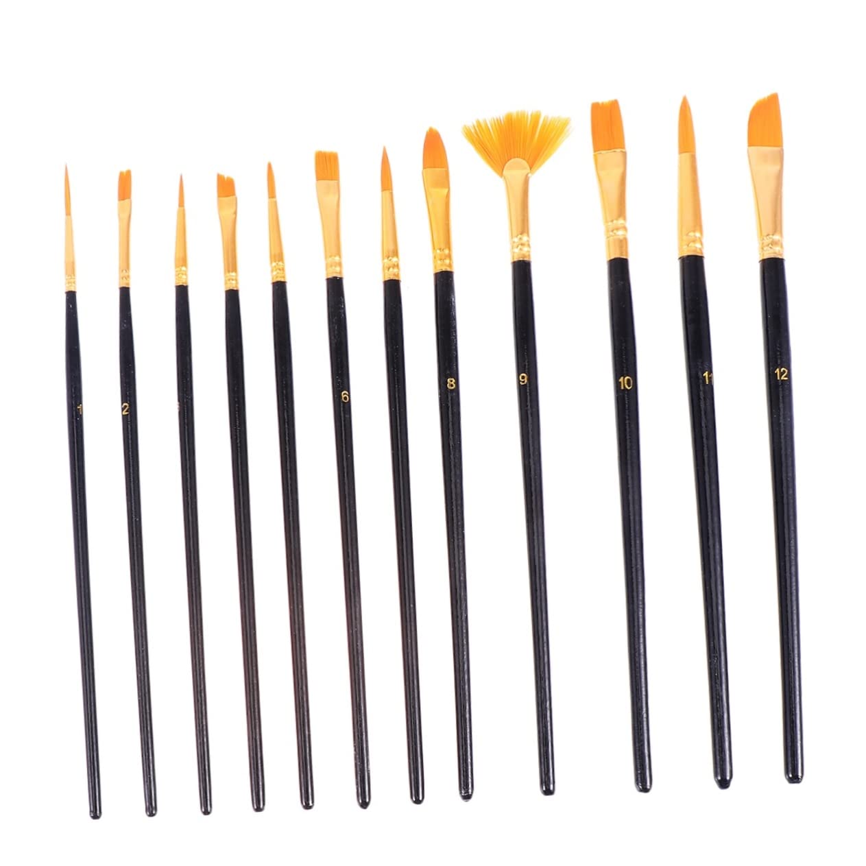 Operitacx Complete Oil Paint Brush Set 12pc Professional Artist Tools Nylon Heads Line Water Brush and More Skill Levels Ideal for Travel and Daily Practice Random Color