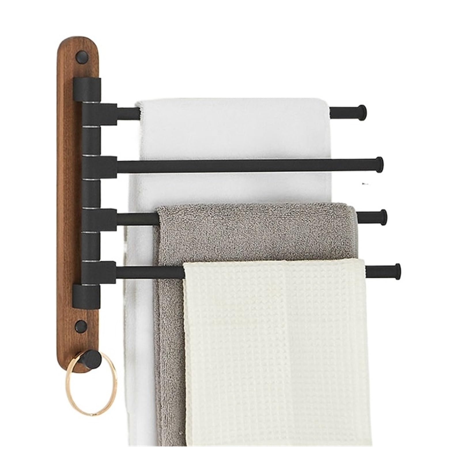 Wood 2-5 Swivel Towel Bars Hanger Bathrobe Rack Holder Wall Mounted Rotatable Bathroom Accessories Easy Maintenance(A4)