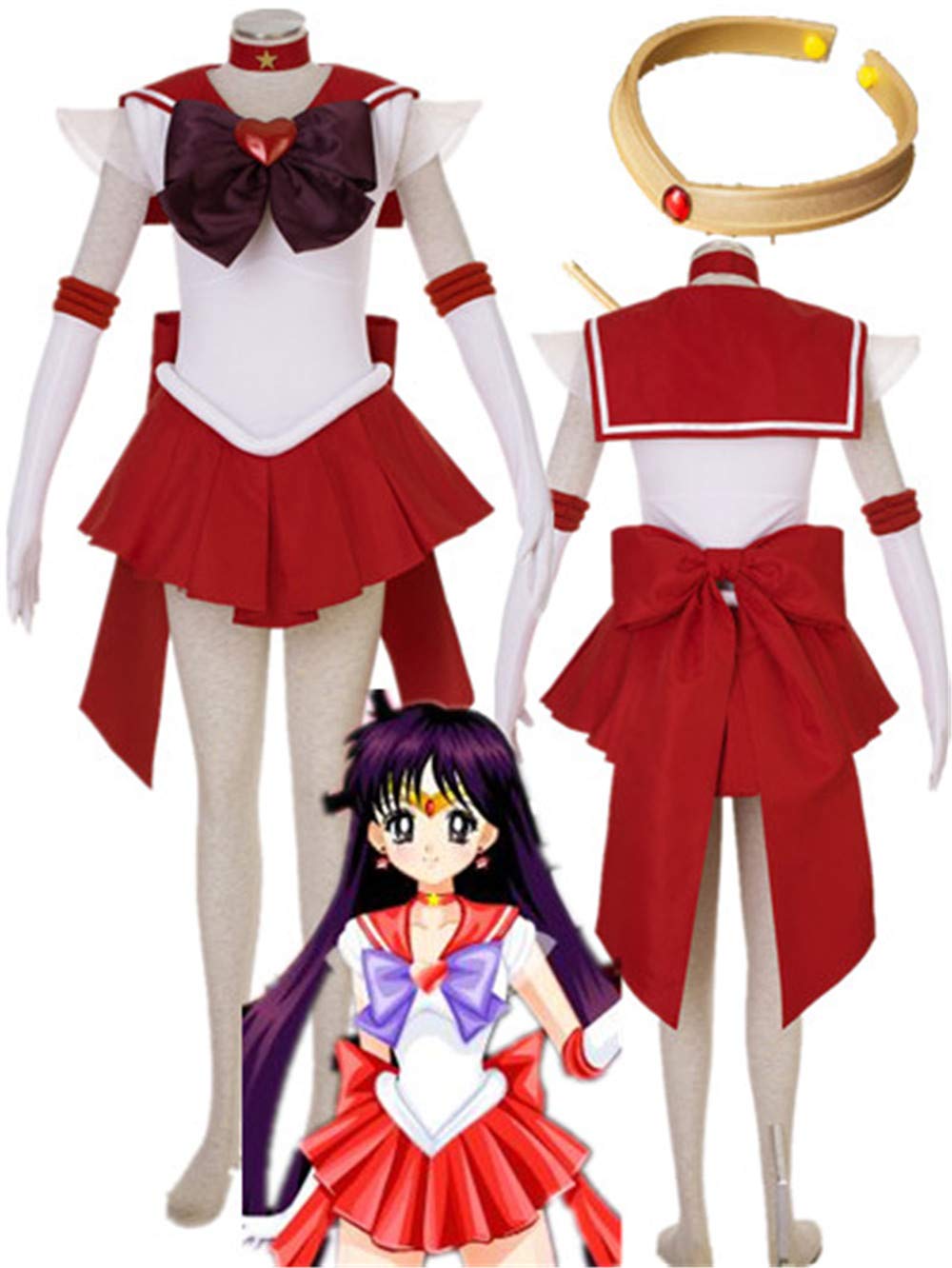 US size Women Sailor Mars Cosplay Costume Super s combat skirt suit (Female S)