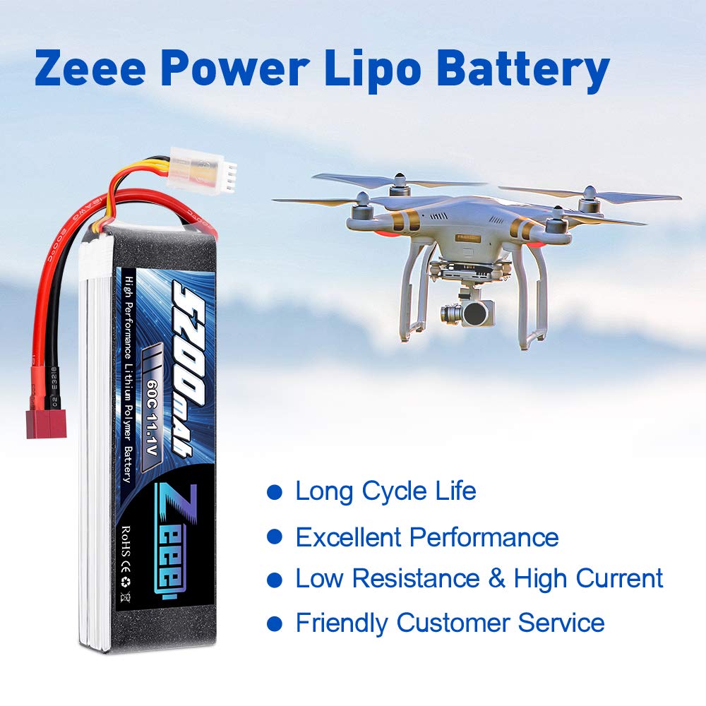 Batteria Lipo 11,1V 60C 5200mAh Zeee 3S per RC Volo Multistrumentale - Dettaglio