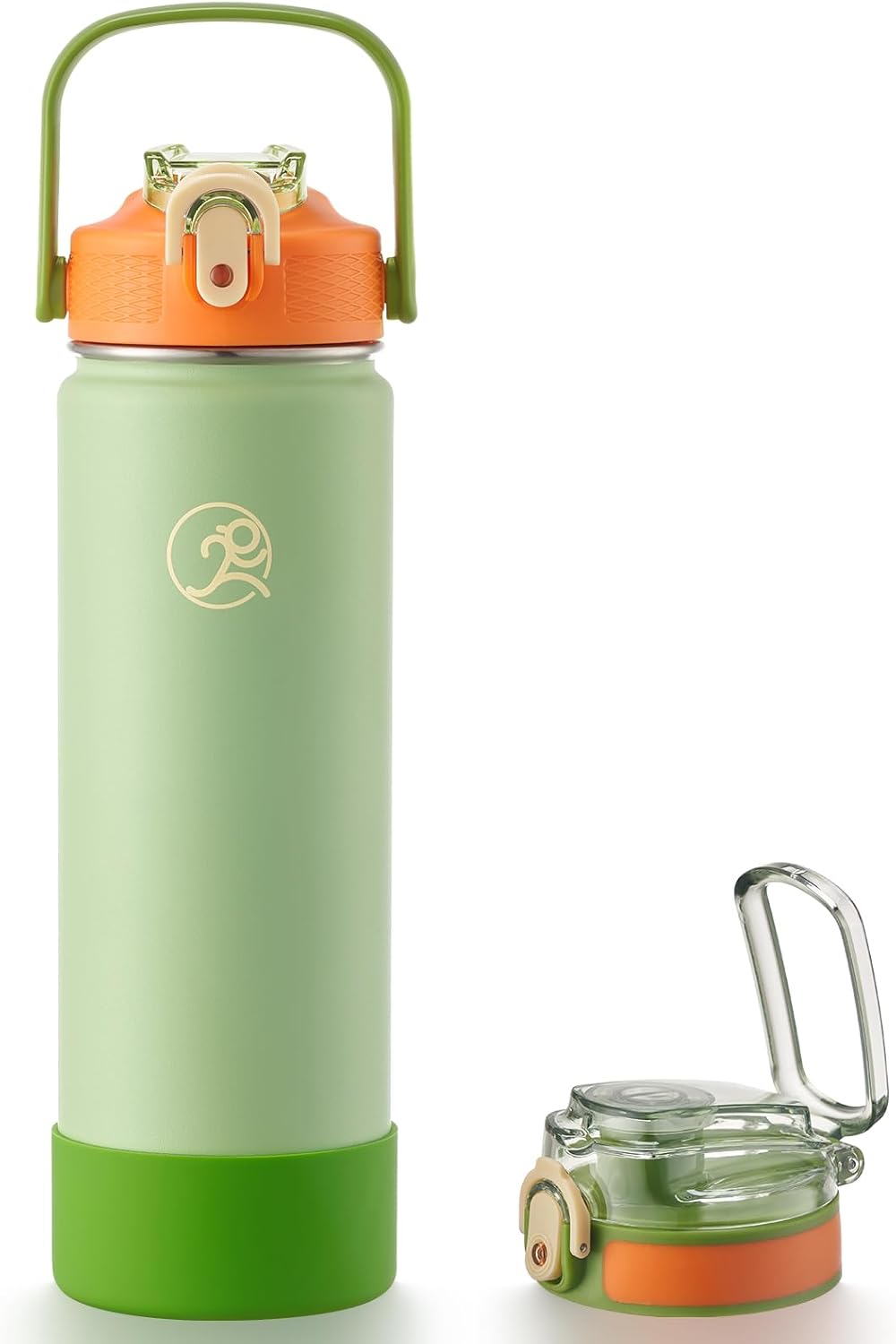 GOSWAG Insulated Water Bottle 24 oz, Stainless Steel Water Bottles with 2 Lids and Silicone Sleeve for School and Work, Double-Wall Vacuum Insulation