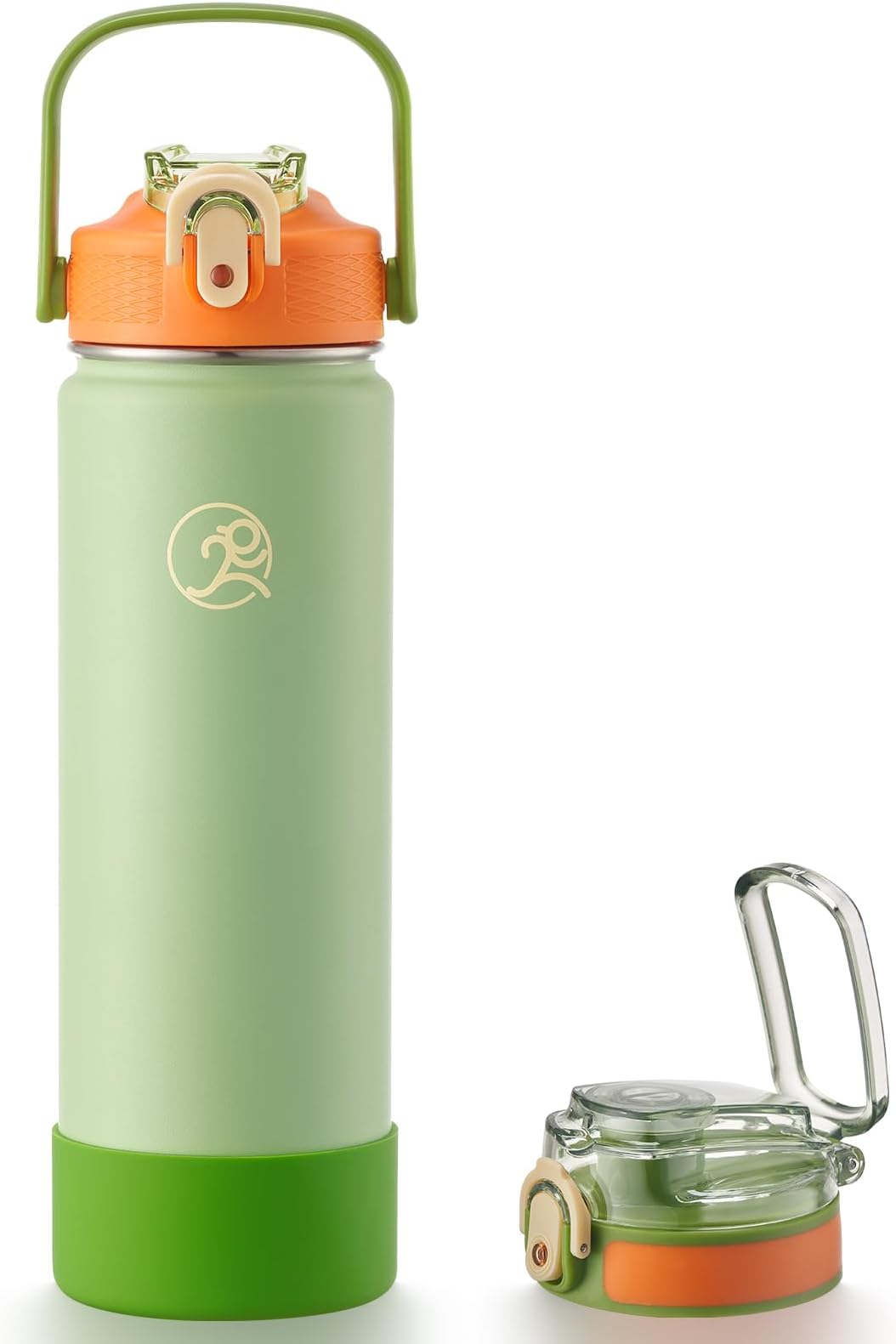 GOSWAG Insulated Water Bottle 24 oz, Stainless Steel Water Bottles with 2 Lids and Silicone Sleeve for School and Work, Double-Wall Vacuum Insulation