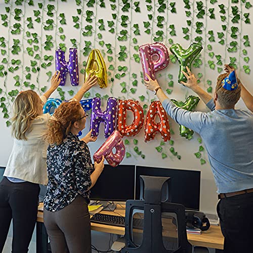 27 Pcs Fake Ivy Leaf Artificial Ivy Garland Garlands Hanging Plants Vine Wall Decor Wedding Home Kitchen Garden Office (12 Pieces Of Ivy + 15 Green Ties) #TOP4