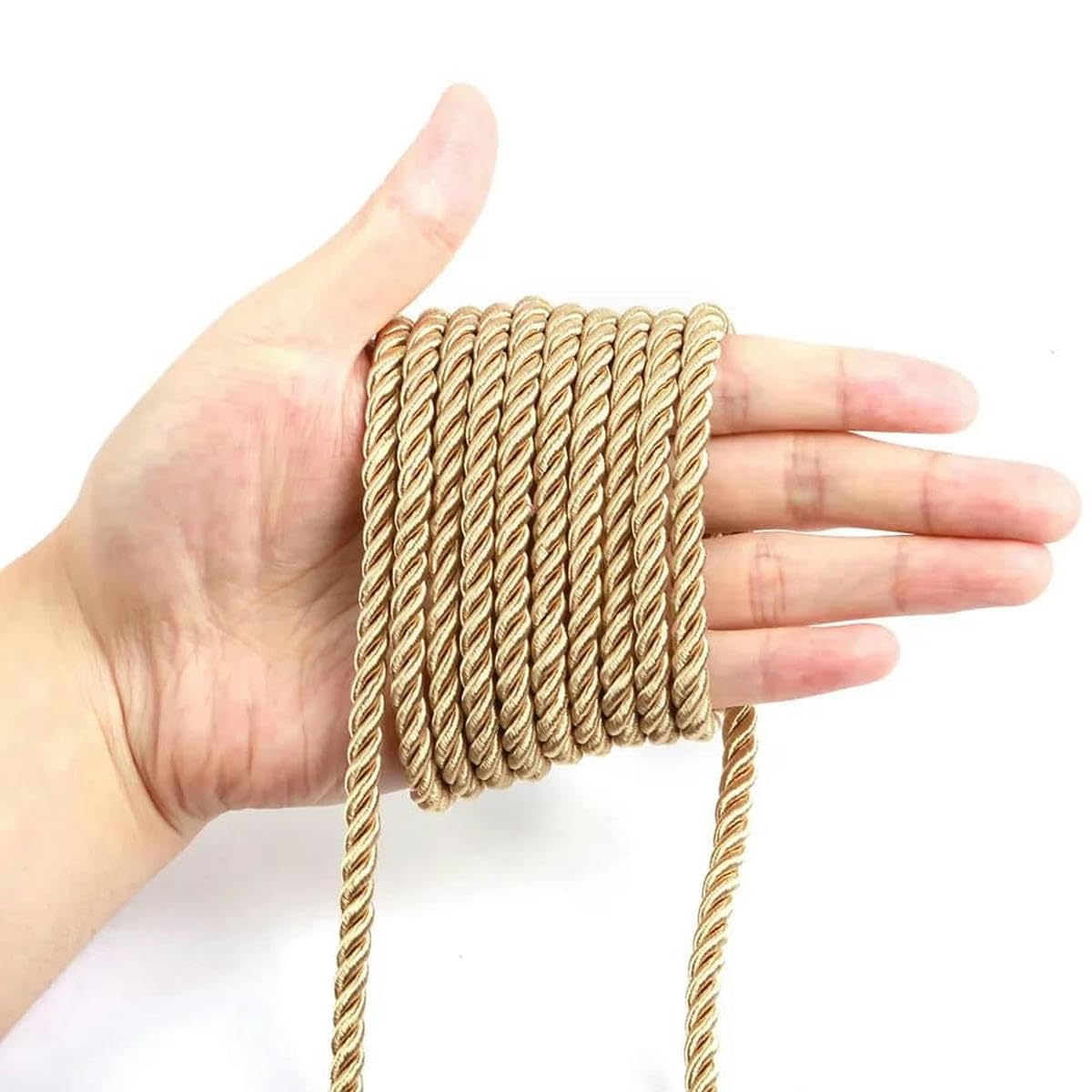 Macrame Cord Twisted String 5 Yards Waxed Braided Twisted Macrame Cord 6mm Multicolor(Gold)