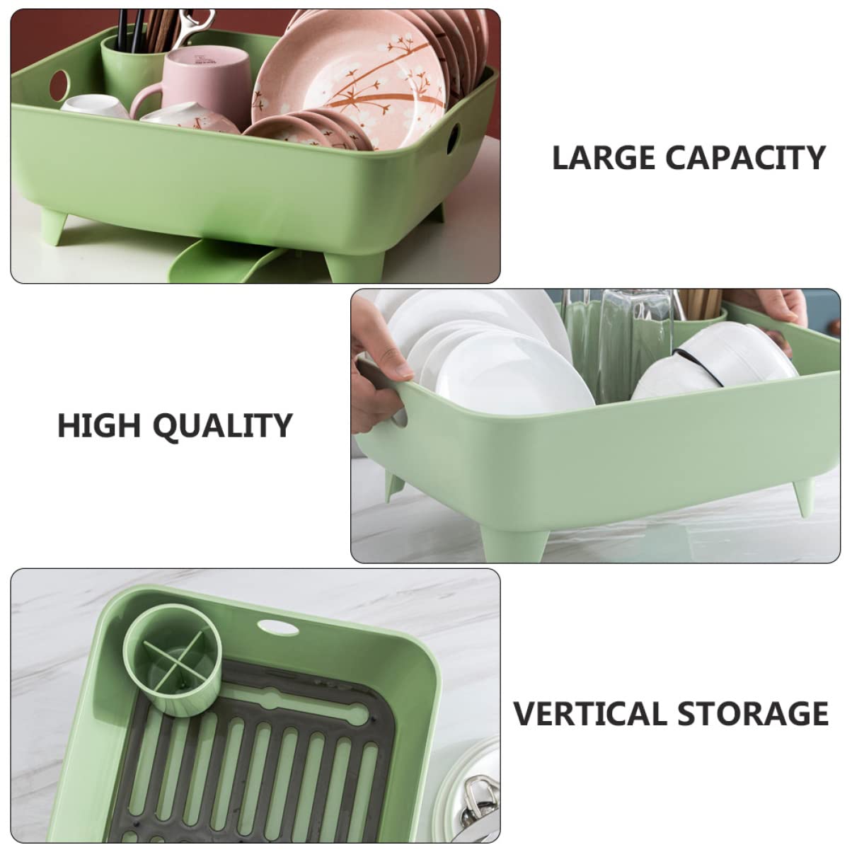 Cabilock 1Pc Organizer da Cucina Ciotola Rack Bacchette Supporto Verde Stoviglie per La Casa Stoviglie Drenanti