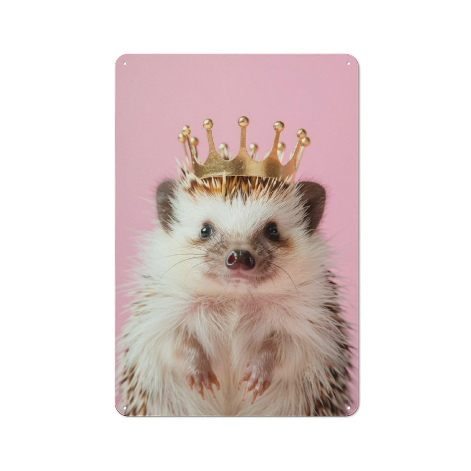 Junmoney Hedgehog King 30X20cm Retro Metal Plaque With For Garage Or Workshop, Housewarming Present For People Styling Garage And Workshop