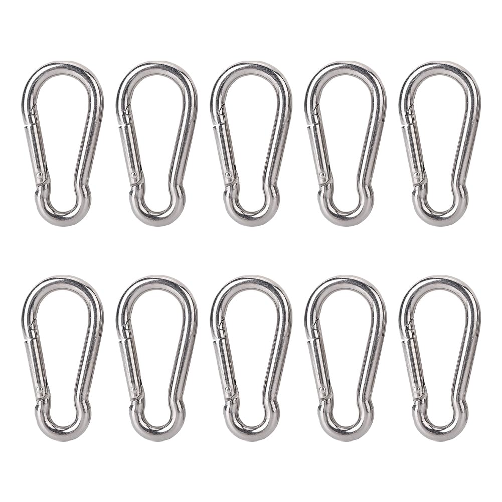 10 Pcs Galvanized Steel Clips Small Spring Snap Hooks Key Chain Links Locking Carabiner Clips Snap Hook Clips Keychain Clip Hooks Heavy Duty Hook Carabiners