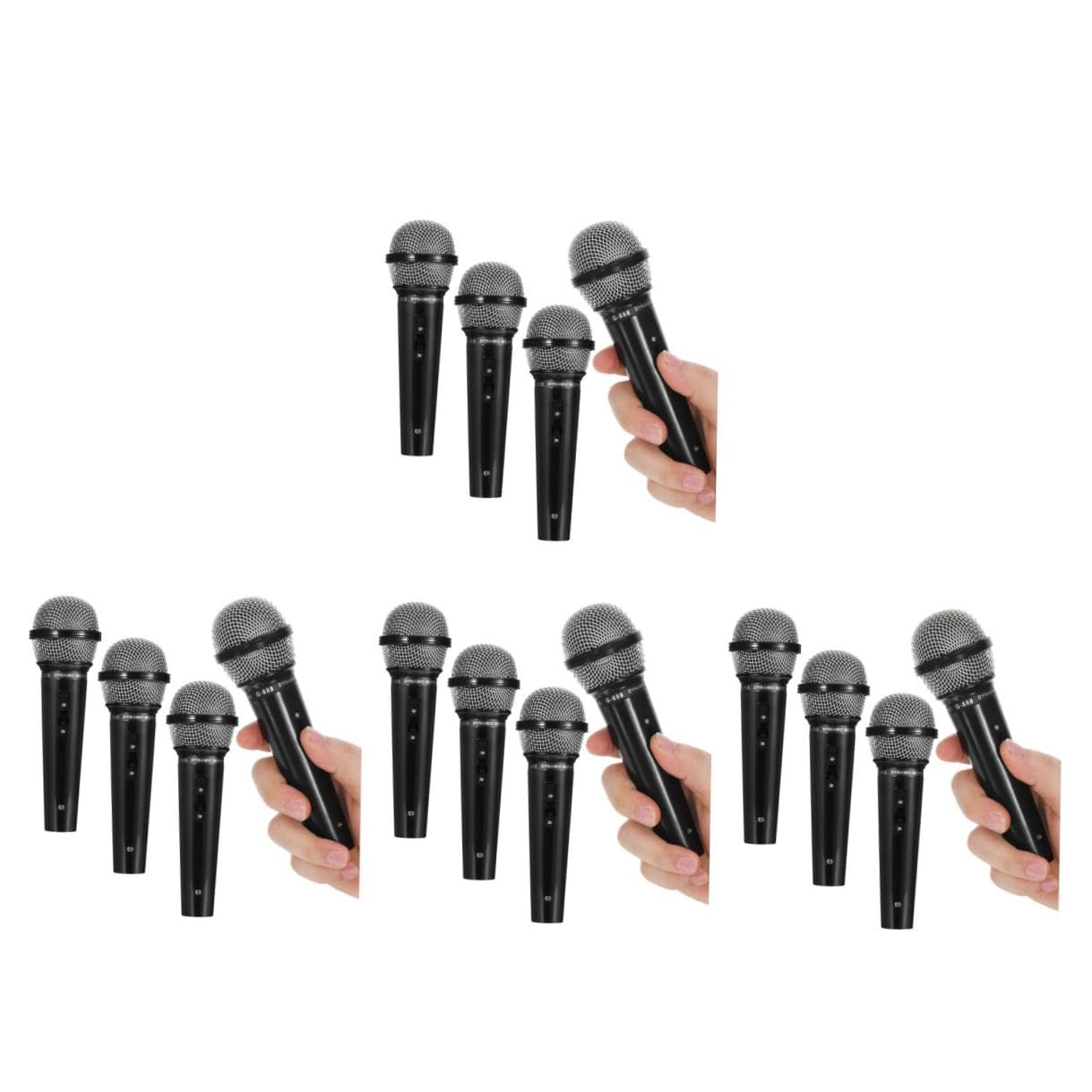 ORFOFE Micrófono de Juguete Interactivo para 4 Piezas Mini Modelo Simulación Negro Accesorio Divertido para Fiestas Infantiles y Juegos de rol