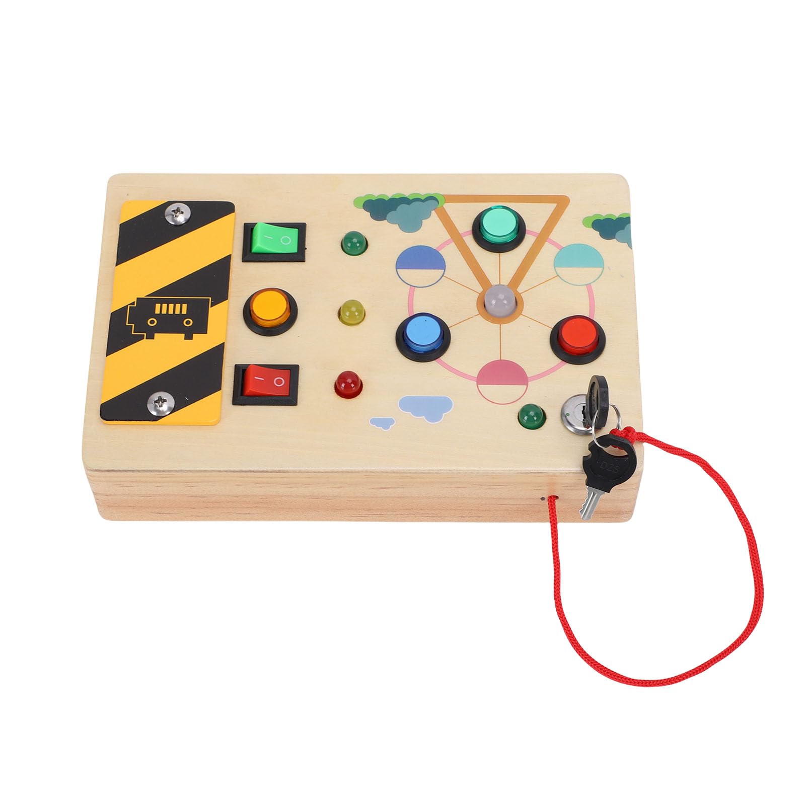 Tavola Sensoriale in Legno, Giocattolo di attività Educative con Luce LED, Sviluppo della Coordinazione Occhio-mano, Interruttori Tattili per abilità Motorie Fini