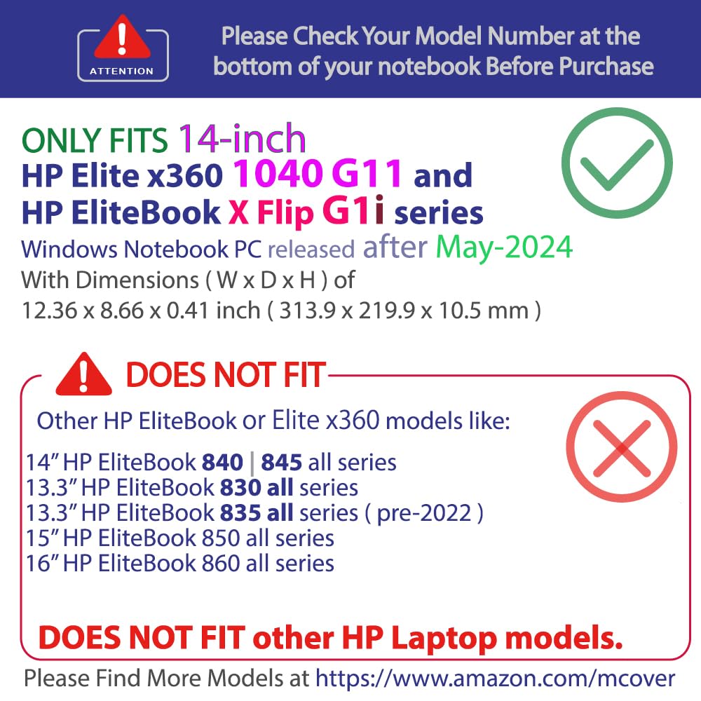 mCover Étui uniquement compatible avec les ordinateurs portables Windows HP Elite x360 1040 G11 2024 ~ 2025 14" (ne convient pas aux autres modèles HP) - Transparent