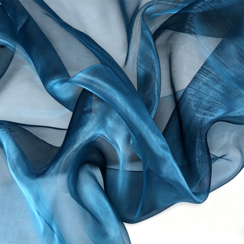 1.5mx1m Iridescent Organza Fabric, Gradient Organza Lace Fabric, Iridescent Holographic Gauze Material Cloth for DIY Crafts Sewing Decorations, Black and Blue