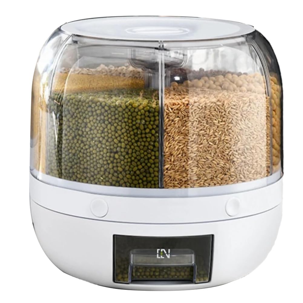 CTRLZS 360° Rotating Grain Dispenser Transparent Sealed Jar Circular Kitchen Rice 1 Pieces