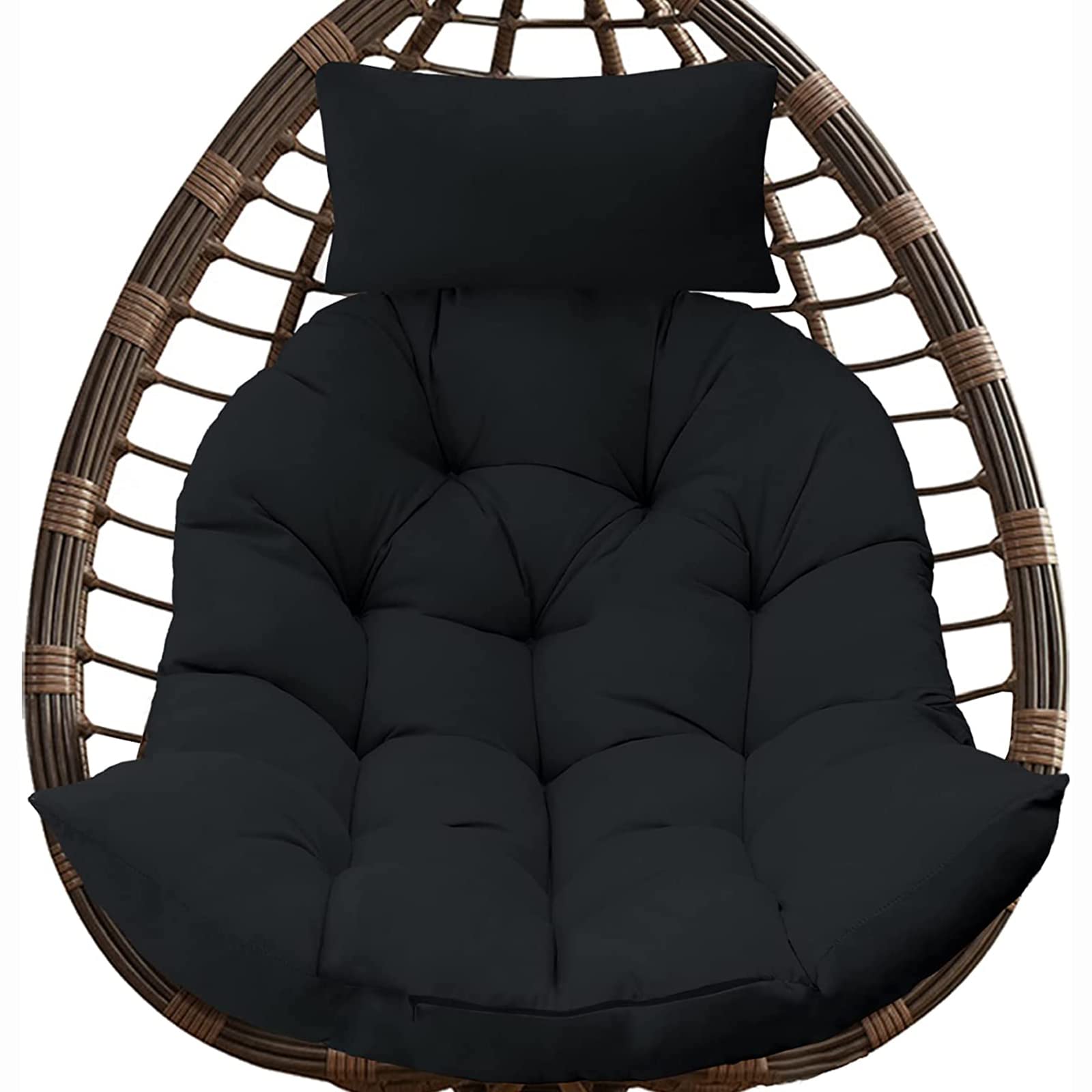 Sedia a uovo sospesa con supporto, altalena in rattan per interni ed esterni, per patio, camera da letto e balcone, aggiunta perfetta per relax e comfort