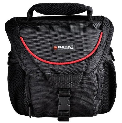 Carat ElectronicsTough SLR Shoulder Bag Medium-Sized with Carrying Strap for SLR and System Cameras and Rain Cover for Maximum Protection