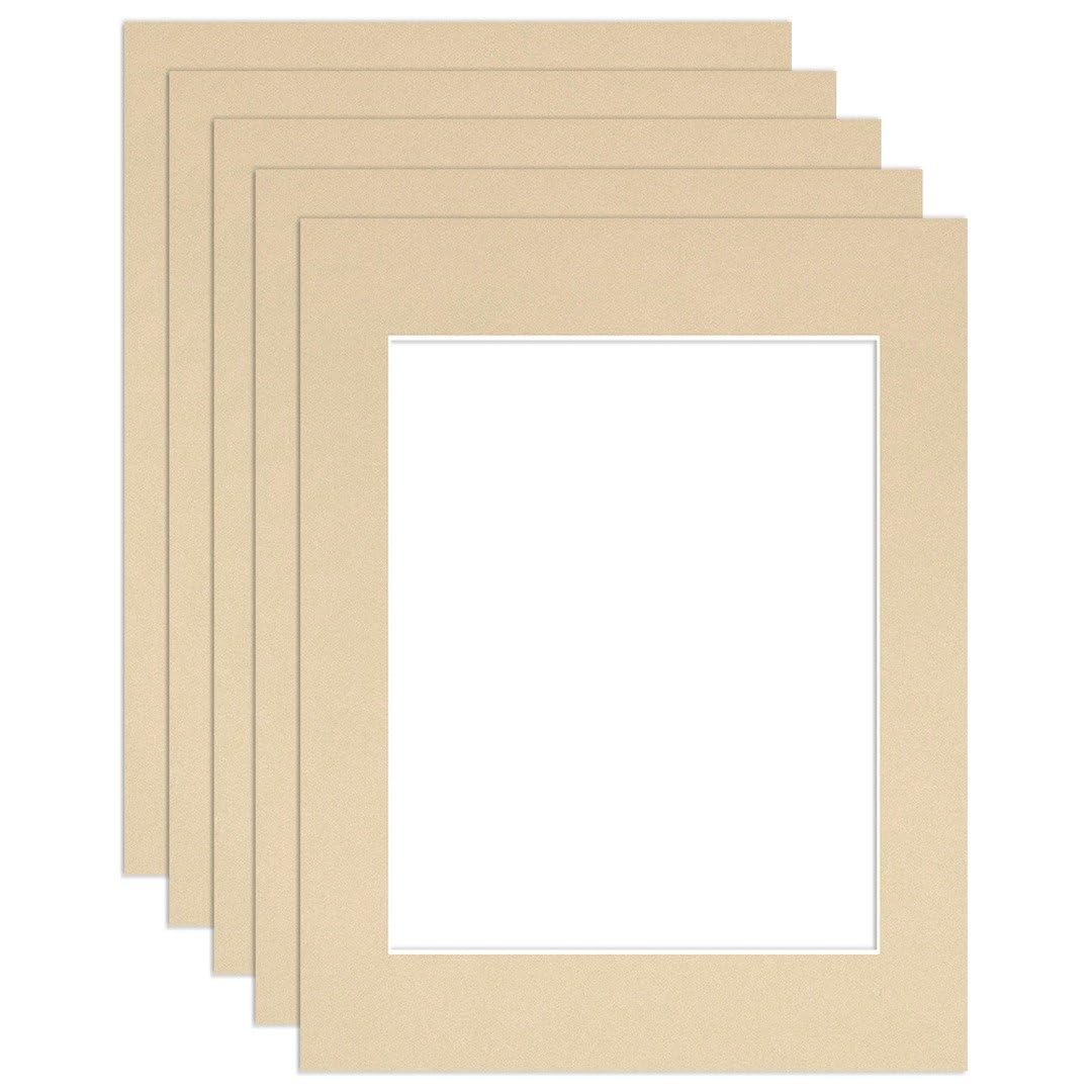 Procut Global 14x11" Ivory Picture Mounts to Fit 10x8" Aperture - Precision Cut Cardboard Photo Mount - Ideal for Frames, Prints, Artwork & Certificates - Sizes & Colours Available - 5 Pack