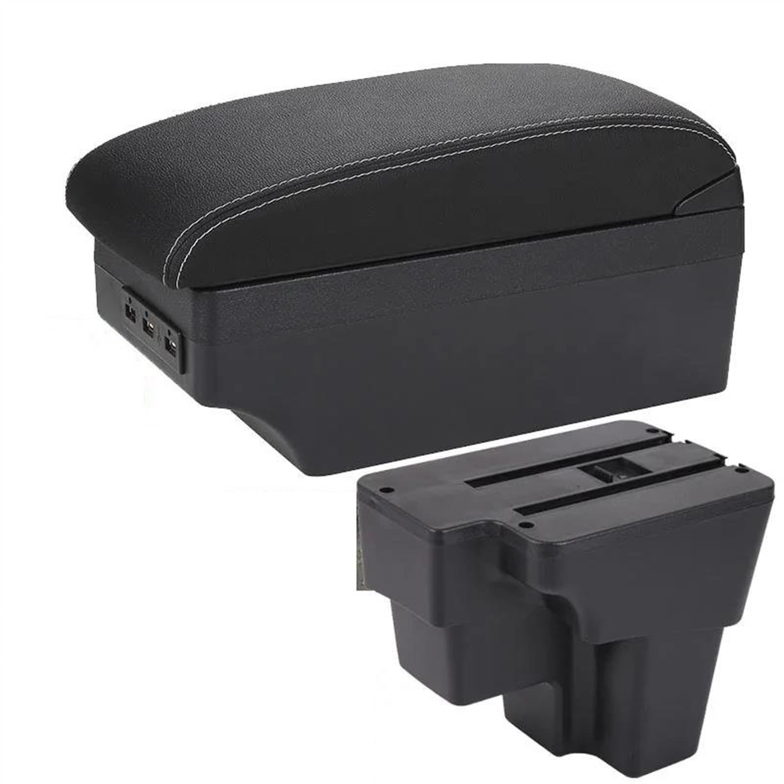 NOHEEU Car Armrest Special Storage Box Modified Parts Europe South For STONIC For Cerato For RIO 2015-2022(A3 Black white 7USB)