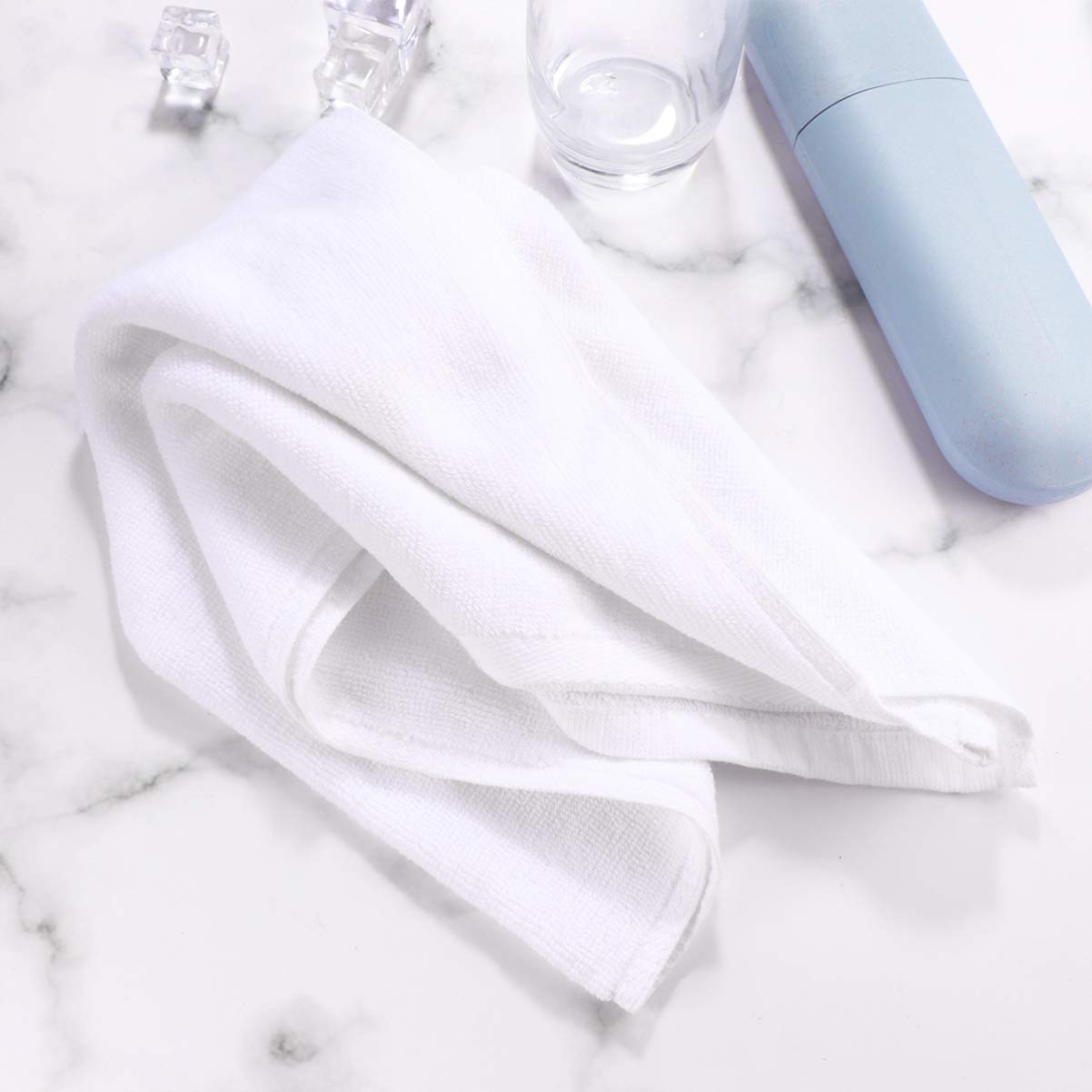 LIOOBO Hiking Towel 2pcs Cotton Gym Towels Sports Towel Fitness Workout Sweat Towels for Men Women Camping Running Hiking Yoga (White) Absorbent Towels